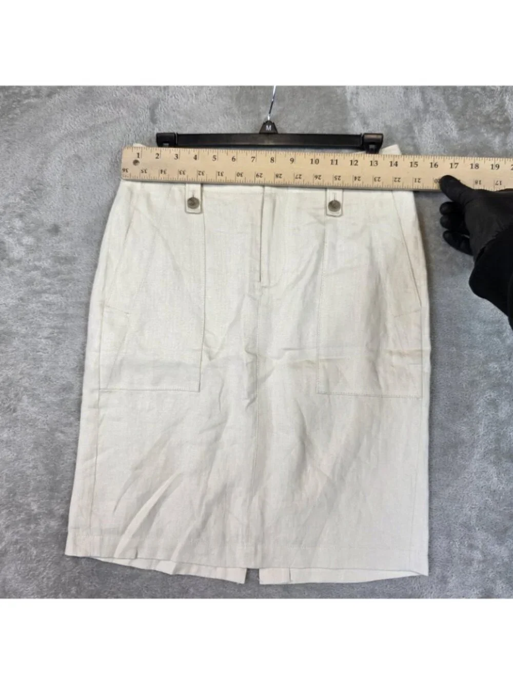 J Crew Skirt Womens 0 Cream Linen Pencil Knee Length Pockets Lined Zip Office - Picture 8 of 10